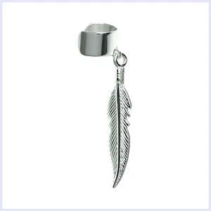 Pendiente colgante de pluma caprichosa de plata esterlina 925/envoltura para orejas - Imagen 1 de 2