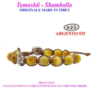 Tamashii Tamashi Shamballa Bracciale Tibetano Tibet Argento Occhio di Tigre Gold - Foto 1 di 8