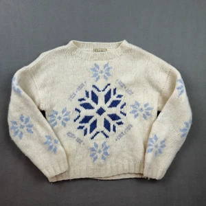 L.L. vintage anni 90 Maglione maglia Bean Snowflake geometrico 100% pura lana uomo L - Foto 1 di 9