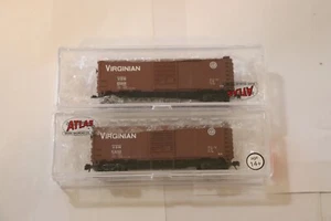 N SCALE 2 PC LOT ATLAS 40' SINGLE DOOR BOX CAR " VIRGINIAN " - Picture 1 of 3
