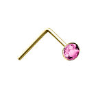 9ct Gold Jewelco London Pink Crystal Solitaire Nose Stud 2mm