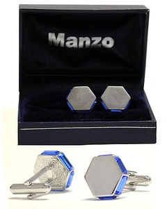 New Men's Cufflinks Cuff Link Rhinestone Formal Wedding hexagon Royal Blue # 22 - Picture 1 of 3