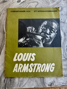 GRAN PROGRAMA DE CONCIERTOS DE JAZZ ORIGINAL LOUIS ARMSTRONG 1959 SUECIA 10 3/4" X 13 3/4 - Imagen 1 de 10
