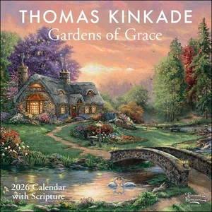 2026 Calendar Thomas Kinkade Gardens of Grace with Scripture Square Wall Andrew - Foto 1 di 4