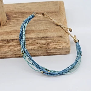 Pura Vida Malibu Bracelet – Multi-Tone Blues, Vanilla, Silver & Gold Cubed Beads - Picture 1 of 6