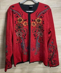 Cardigan aperto maglione ricamato reversibile Tabask Tey-Art ALPACA donna XL - Foto 1 di 18