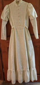 Maxi abito vintage 1970 Dorissa of Miami Prairie pizzo abito Saks Fifth Ave teen taglia 12 - Foto 1 di 21