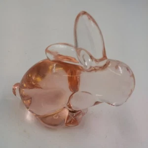 Enesco Art Glass Easter Bunny Rabbit Figurine Paperweight Peach Cotton Tail 3.5" - Picture 1 of 7