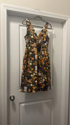 J Crew без рукавов надежном платье женщин размер 8 оранжевый многоцветный Ditsy цветочный - Изображение 1 из 4