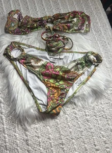 MILLY Vibrant Floral Cabana Bikini Set Women’s Size Medium - Picture 1 of 10