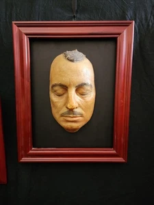 Einzigartige Vintage Kuriositäten bemalte Wachs Totenmaske montiert zum Aufhängen Display - Bild 1 von 6