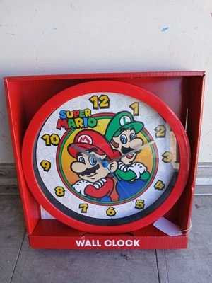 Nintendo Super Mario Luigi Round Wall Clock Analog Display Retro Video Game  - Image 1 of 2