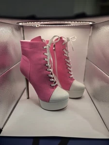 Fabelhafte Canvas Sneaker High Heel Schnürung Plateau Stiefeletten US 13 - Bild 1 von 7