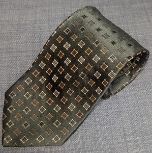 BOSS Hugo Boss Silk Tie Emerald Green Square Pattern Made in Italy NWOT 3.5" - Picture 1 of 7