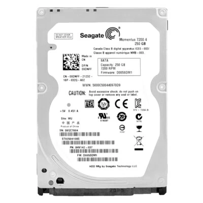Hard Drive Dell 250GB ST9250410AS 16MB Cache 7200RPM SATA2 2.5" Inch 0XDNFF - Image 1 of 4