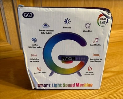 G63 Smart Light Sound Machine Alarm Clock Wireless Charging 15W RGB - Image 1 of 4