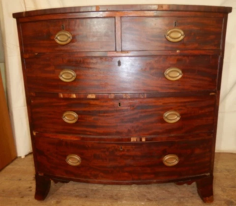 Antique Hepplewhite Mahogany  5 Drawer Chest Dresser early 1800's needs restored Cover