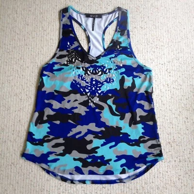 Camisa sin mangas energie® para mujer talla L elástica camuflaje azul aguamarina negra Foto 1 de 4