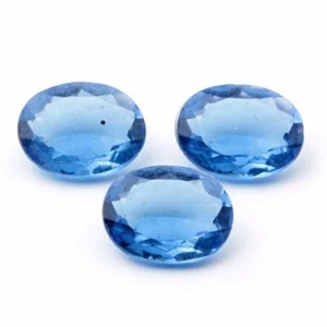 Lot 3pcs large 26x20mm vintage Czech blue oval glass rhinestones - Picture 1 of 2