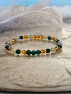 Tian-Shan-Stein+ Smaragd+ Bergkristall+ Citrin Perlenarmband Länge 17cm - Bild 1 von 4