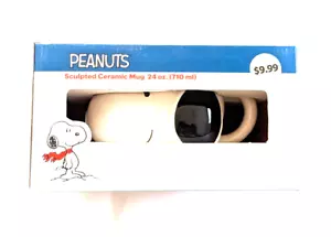 PEANUTS SNOOPY SCULPTED 24 OZ CERAMIC MUG SNOOPY HEAD NEW IN BOX VANDOR - Picture 1 of 4