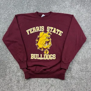 Vintage Ferris State Bulldogs Sweatshirt Men's XL Red Crewneck Big Logo Bulldog - Picture 1 of 5