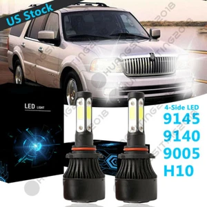 4-Side H10 9145 LED Headlight 6000K Fog Light Bulb For LINCOLN Navigator 2003-06 - Picture 1 of 11