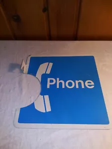 Telefono a pagamento vintage insegna in metallo blu e bianco 12"x12" - Foto 1 di 4