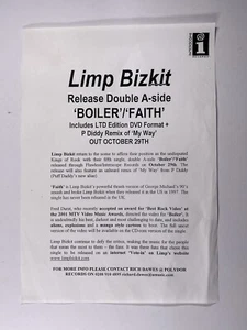 Limp Bizkit Press Release Double A-Side Boiler Faith Original October 29th 2000 - Picture 1 of 12