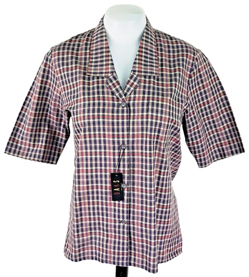 DAKS LONDON Womans Beige Check S/S EVENING SHIRT - M - UK12 - EU40 - RRP £119 - Image 1 of 4