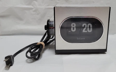 Vintage BULOVA Flip Alarm Clock Model B-5452 Silver Very Rare Cover