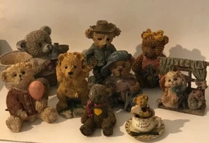 6 pc lot of Resin Teddy Bears and 1 bunny near window  very cute! - Picture 1 of 1