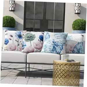 Outdoor Waterproof Throw Pillows Covers Set of 4 Decorative Floral Pillow - Picture 1 of 7