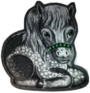 RARE Vintage 70s UNCUT Grey Horse Timmy the Pony Craft Fabric Panel Farm Pillow - Picture 1 of 12