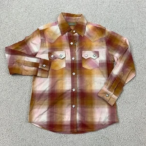 Wrangler Button-Up Shirt Youth Size S Multicolor Long Sleeve Plaid Chest Pocket - Picture 1 of 7