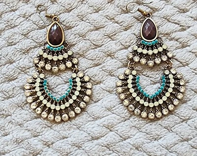 Pendientes Frigcore Metal Turquesa Piedra Distintivos Cuentas Mujer Fiesta  Foto 1 de 2