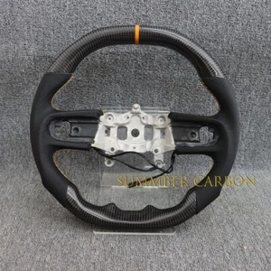Carbon Fiber Steering Wheel w/Orange Stripe Fit Jeep Wrangler JL/JT 18-23 Heated - Picture 1 of 6
