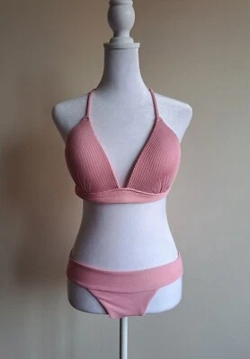H&M Women's Pink Swimsuit Bikini Top (Size 10) & Bottom (Size 6) - Image 1 of 4