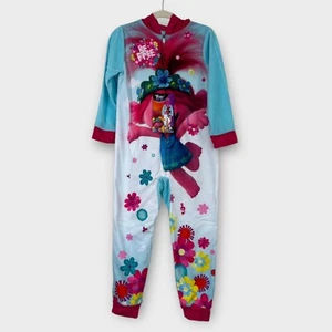 DreamWorks Trolls World Tour Girl’s Size 6 Pink Poppy Fleece One Piece Pajamas - Picture 1 of 11