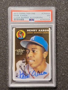 2013 Topps Tier One 1954 Clear Reprint Autograph Hank Aaron RC Auto #/25 PSA 7