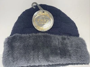 Frio Winterwear dunkelblaue Damen-Cardigan Kabelstrick Plüschtier Kunstfell Manschettenkappe - Bild 1 von 7