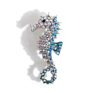 Pin de Estrás Caballo de Mar Joyería Moda Animal Broche Cristal Alfiler Accesorios - Imagen 1 de 4