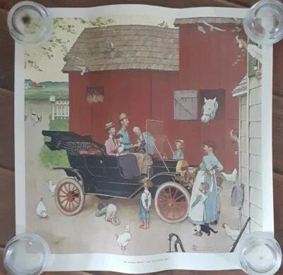 Impresión vintage de Norman Rockwell "The Famous Model T was Boss of the Road" 20"x20" Foto 1 de 4