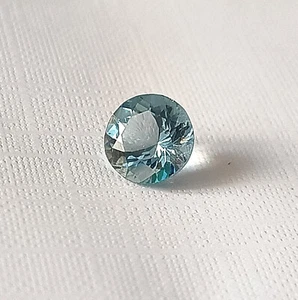 1.40 Carat Natural Blue Aquamarine Faceted Cut Round Shape 7.7 mm Loose Gemstone - Picture 1 of 5
