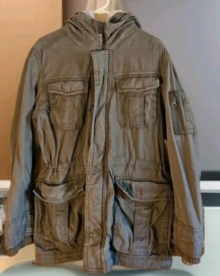 American Eagle Mens Small Hooded Coat Jacket Bomber Full Zip Utility Sherpa - Изображение 1 из 4