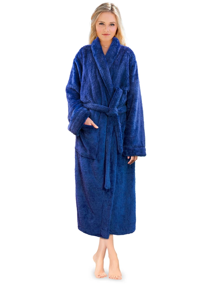 Premium Womens Plush Soft Robe Fuzzy Fluffy Warm Sherpa Fleece Bathrobe Spa Robe - Image 1 of 1
