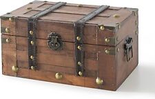 Small Wooden Storage Chest Trunk | Decorative Wood Box with Lid 11" x 7" x 5.5"