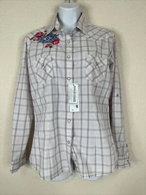 全新带标签 Panhandle Roughstock 女式 S 码西南花卉 Gaucho Snap Up 衬衫 — 第 1/4 张图片