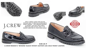Mocassini donna J.Crew 'Winona' neri in vernice con suola a strappo Penny - Foto 1 di 8