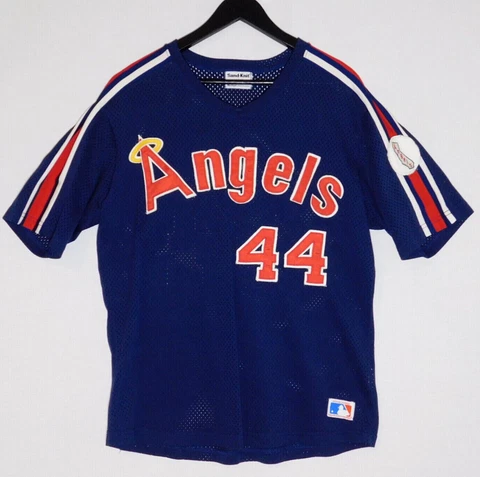 Vintage Original 1985 CALIFORNIA ANGELS Reggie Jackson 44 MLB Sand Knit Jersey L Cover